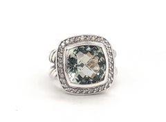 David Yurman Prasiolite Diamond Albion Cable Ring Sterling Silver Size 5