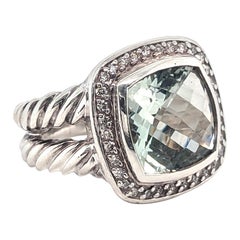 David Yurman Prasiolite Diamond Albion Cable Ring Sterling Silver Size 5