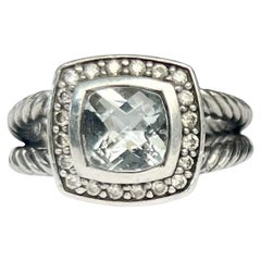 Vintage David Yurman Prasiolite Diamond and Silver Cable Band Ring