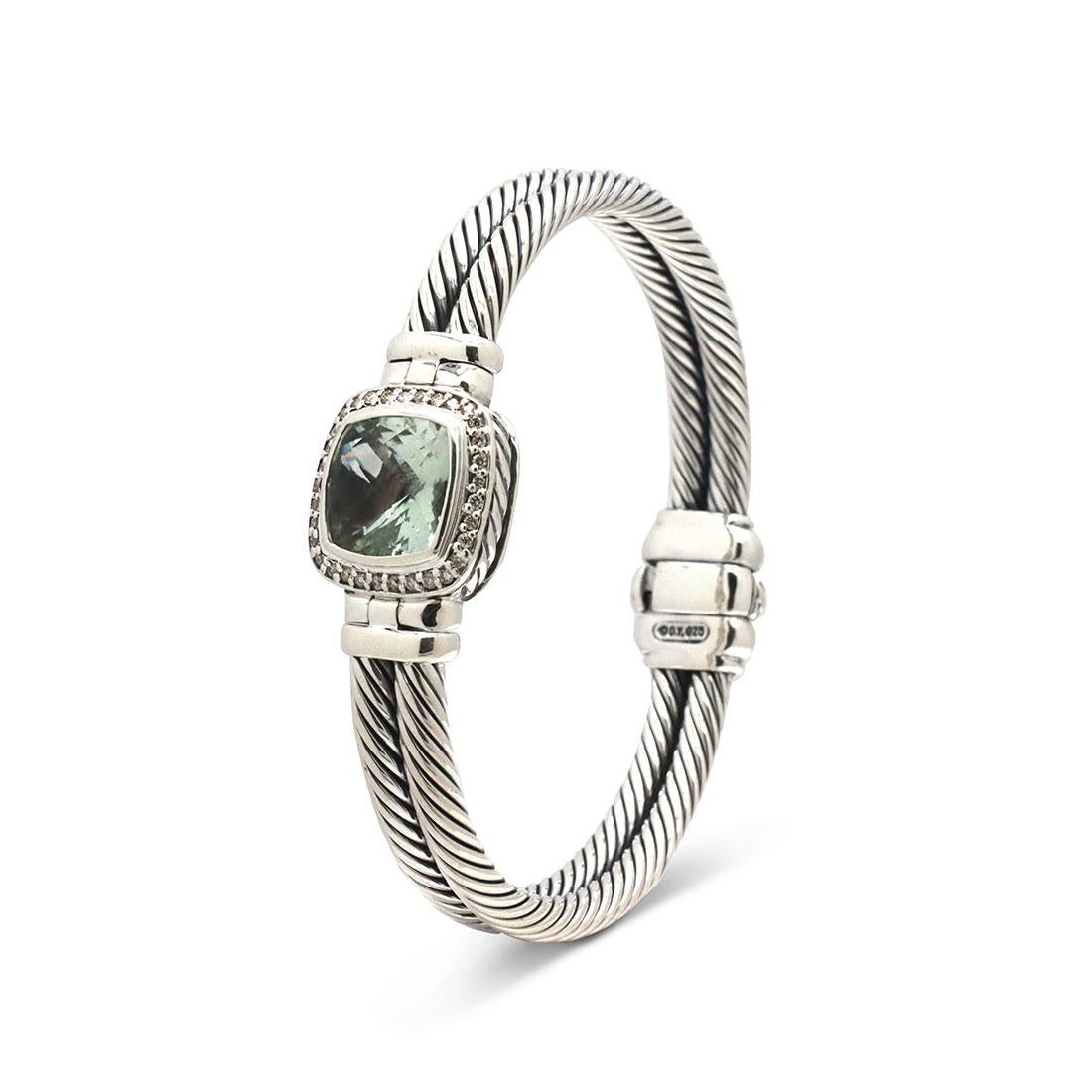 David Yurman Prasiolite Diamond Bangle In Excellent Condition In New York, NY