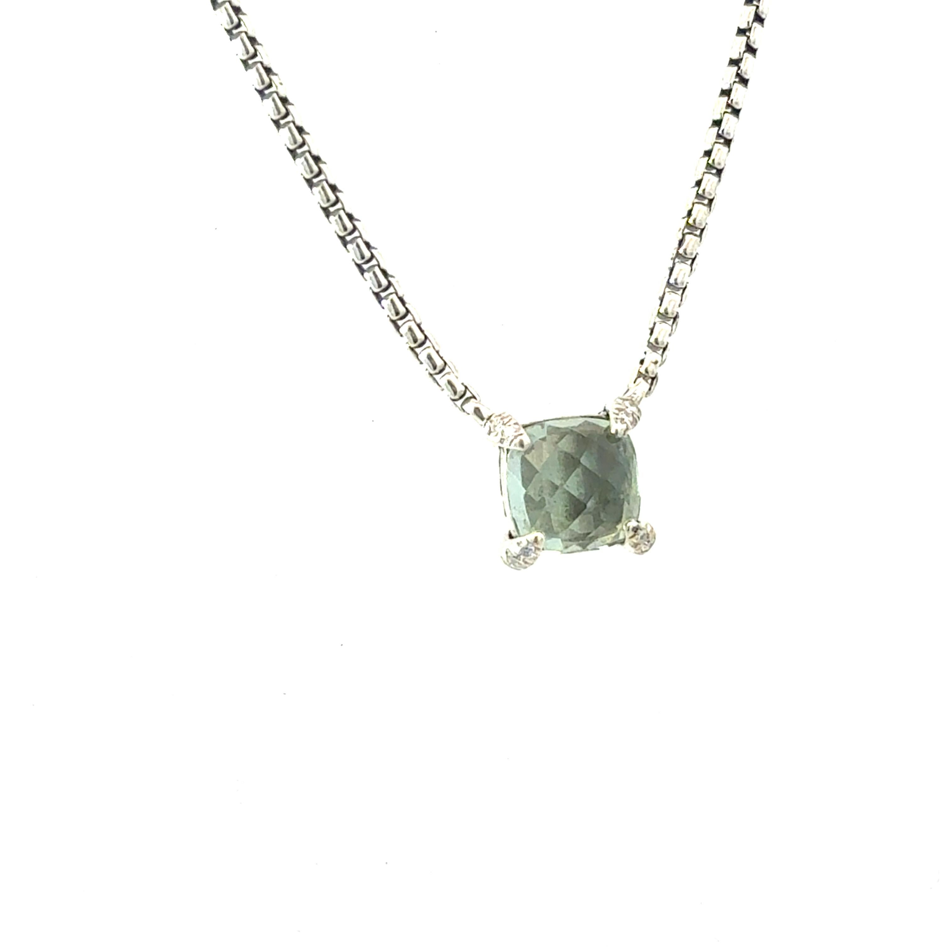 Authentic David Yurman Prasiolite Diamond Necklace 17