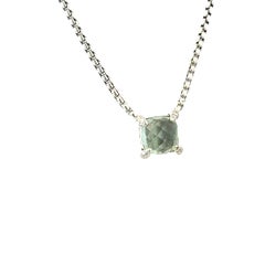 David Yurman Prasiolite Diamond Necklace 17" Sterling Silver Estate