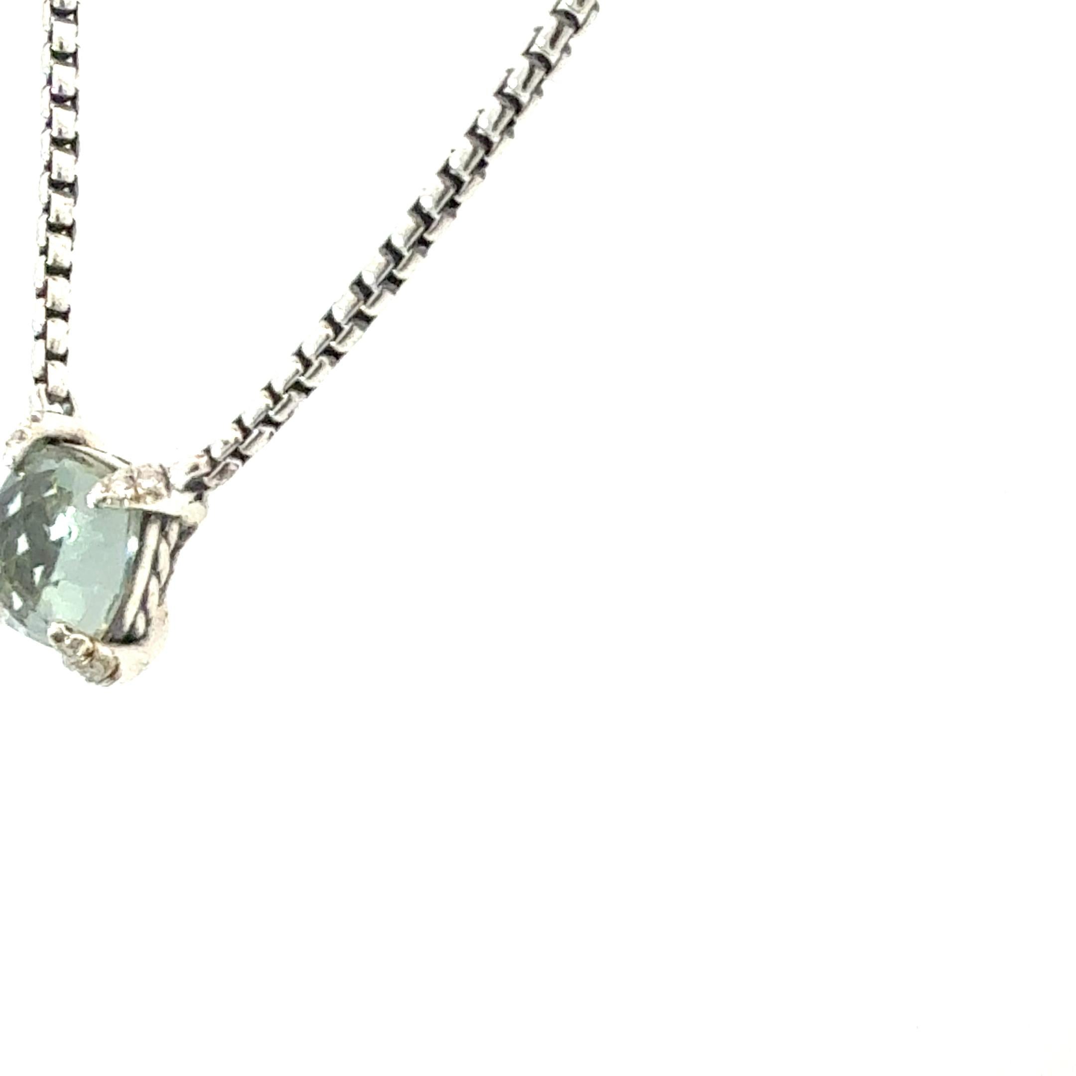 Taglio cuscino antico David Yurman Prasiolite Diamond Necklace 17