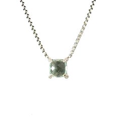 David Yurman Prasiolite Diamond Necklace 17" Sterling Silver Estate