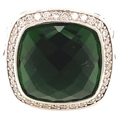 David Yurman Estate Prasiolite Diamond Ring Sterling Silver 11.6 Grams