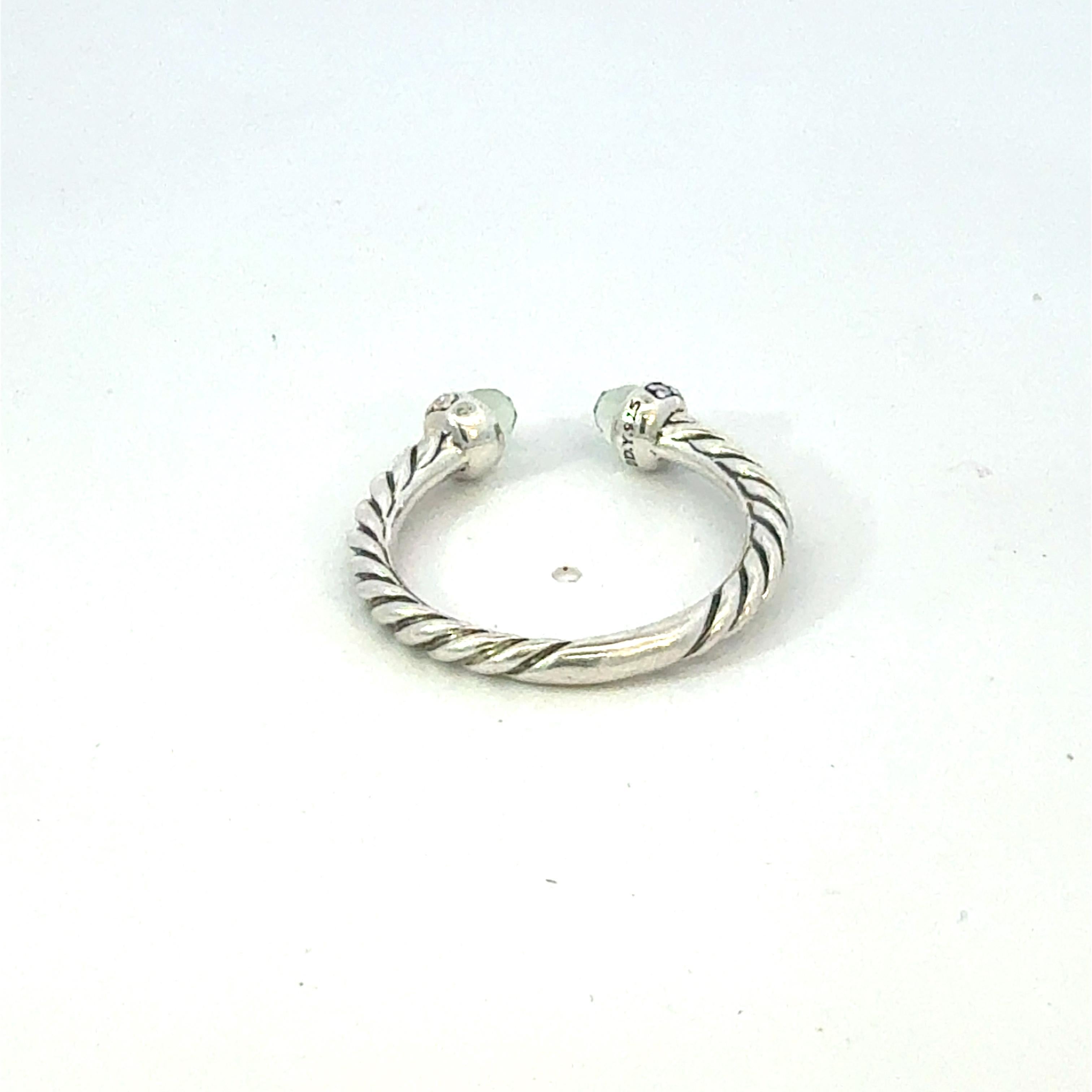 Taglio misto David Yurman Prasiolite Diamond Ring Size 8 Sterling Silver Estate in vendita
