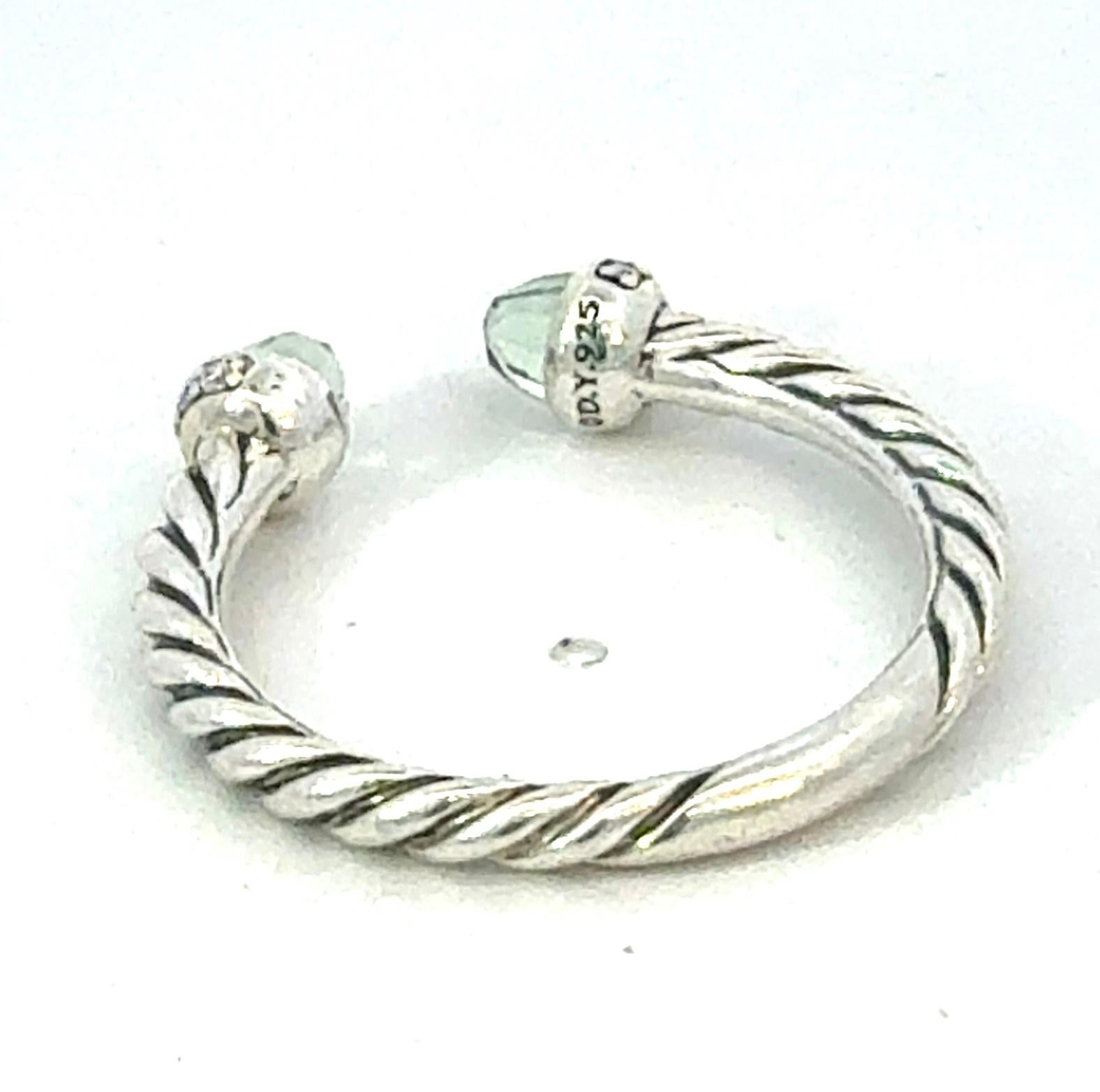 Donna David Yurman Prasiolite Diamond Ring Size 8 Sterling Silver Estate in vendita