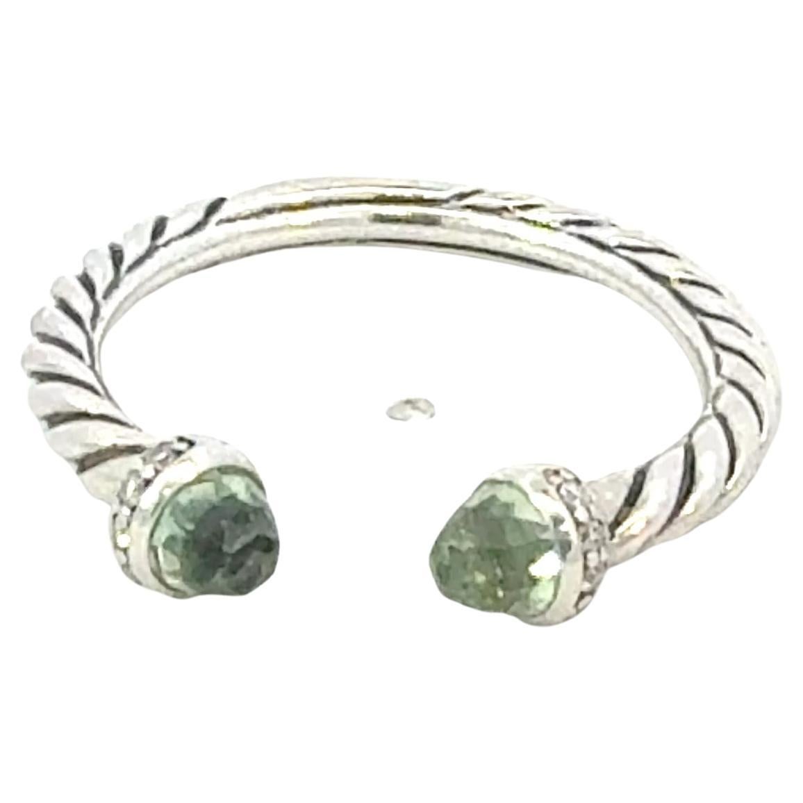 David Yurman Prasiolite Diamond Ring Size 8 Sterling Silver Estate