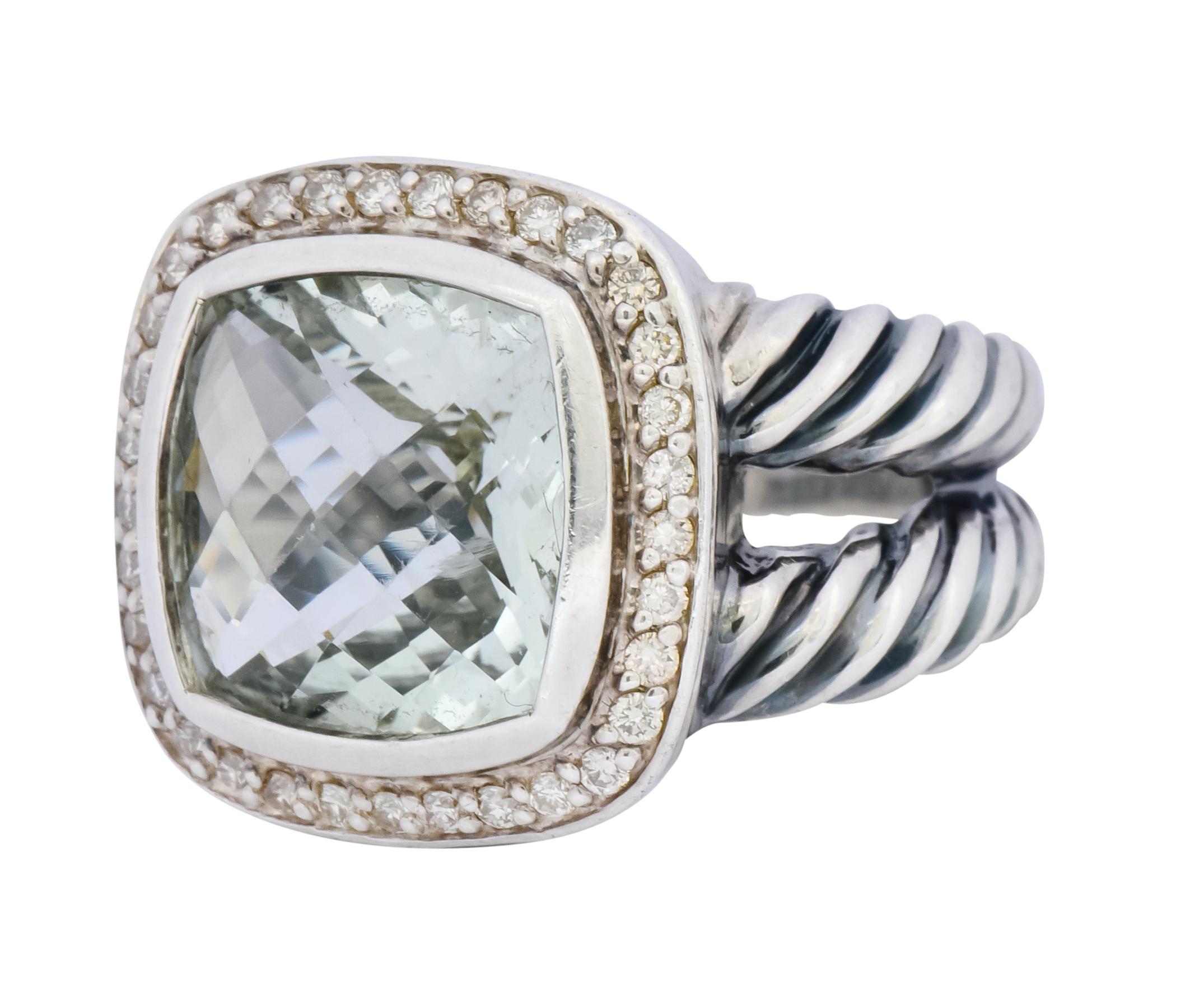 Cushion Cut David Yurman Prasiolite Diamond Sterling Silver Albion Ring