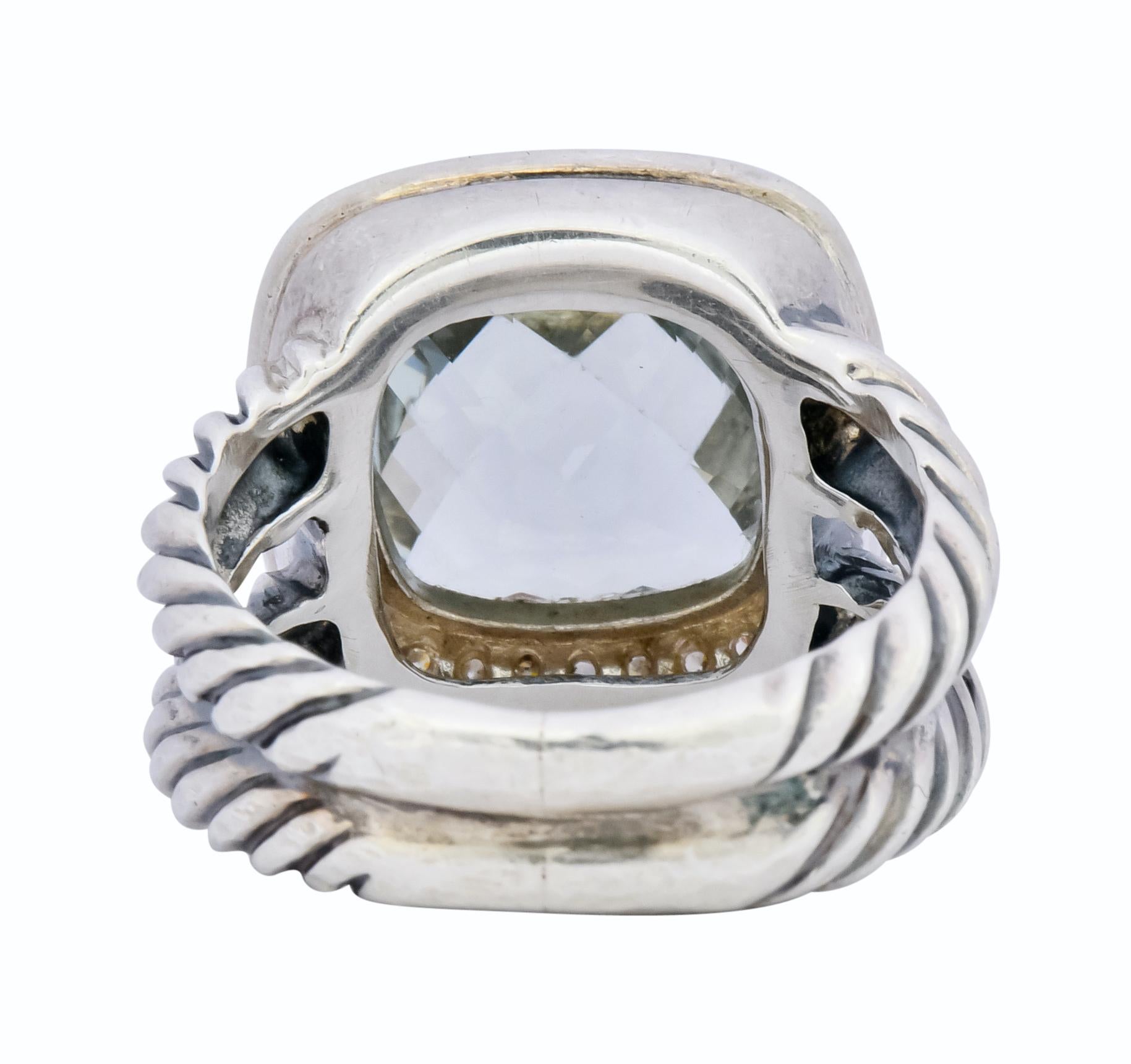 David Yurman Prasiolite Diamond Sterling Silver Albion Ring In Excellent Condition In Philadelphia, PA