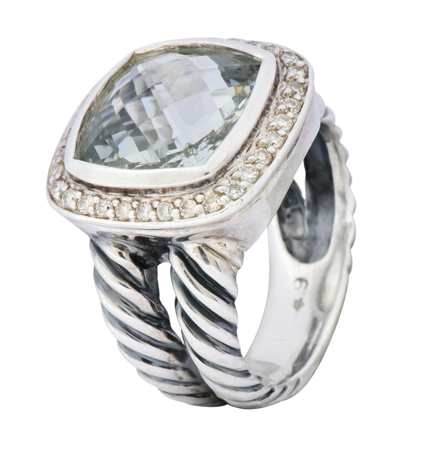 David Yurman Prasiolite Diamond Sterling Silver Albion Ring 1