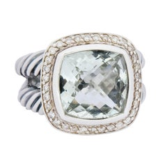 Retro David Yurman Prasiolite Diamond Sterling Silver Albion Ring