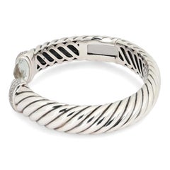 David Yurman Prasiolite & Diamond Waverly Cuff Bracelet 925 Sterling Silver 10mm