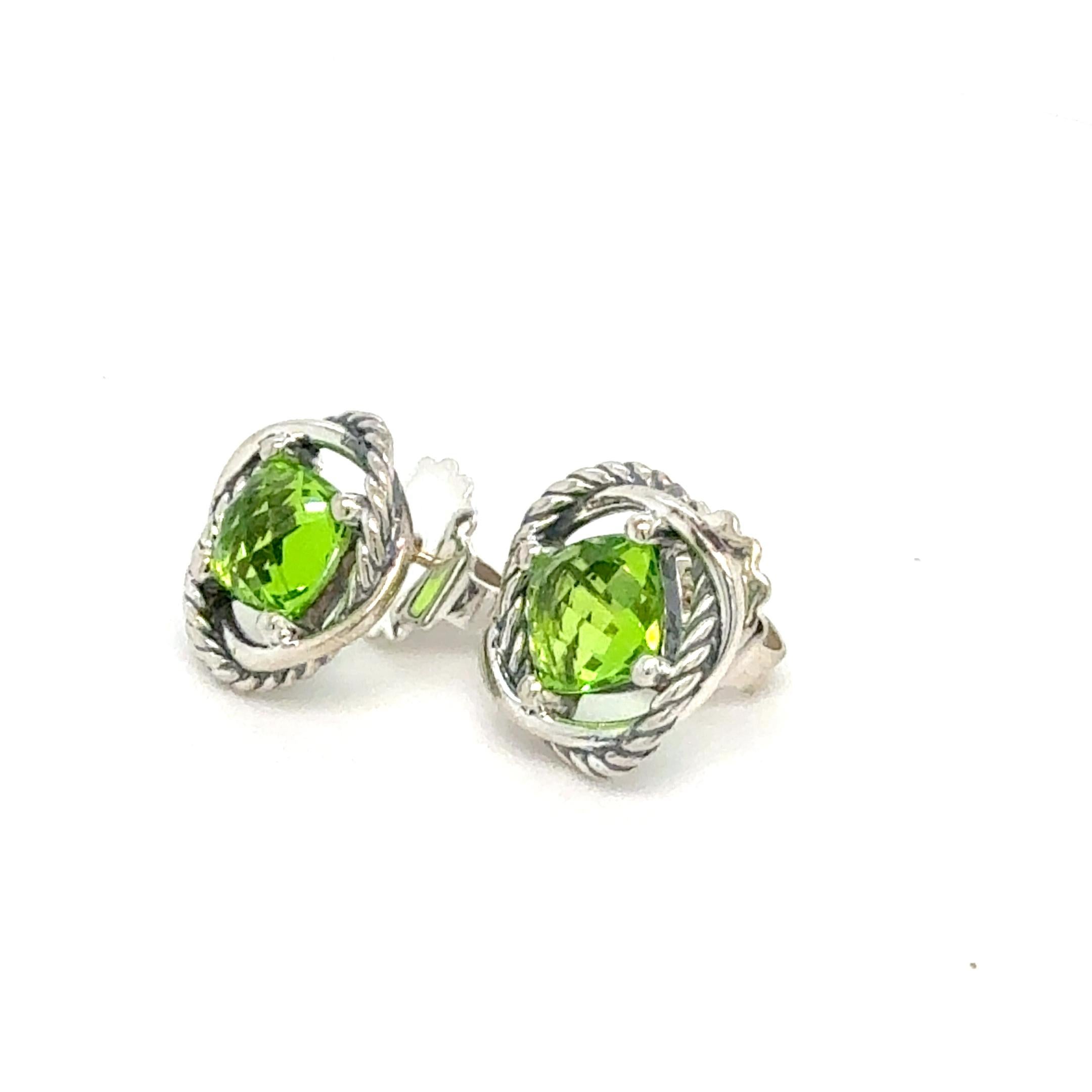 Women's David Yurman Prasiolite Infinity Earrings Sterling Silver Estate