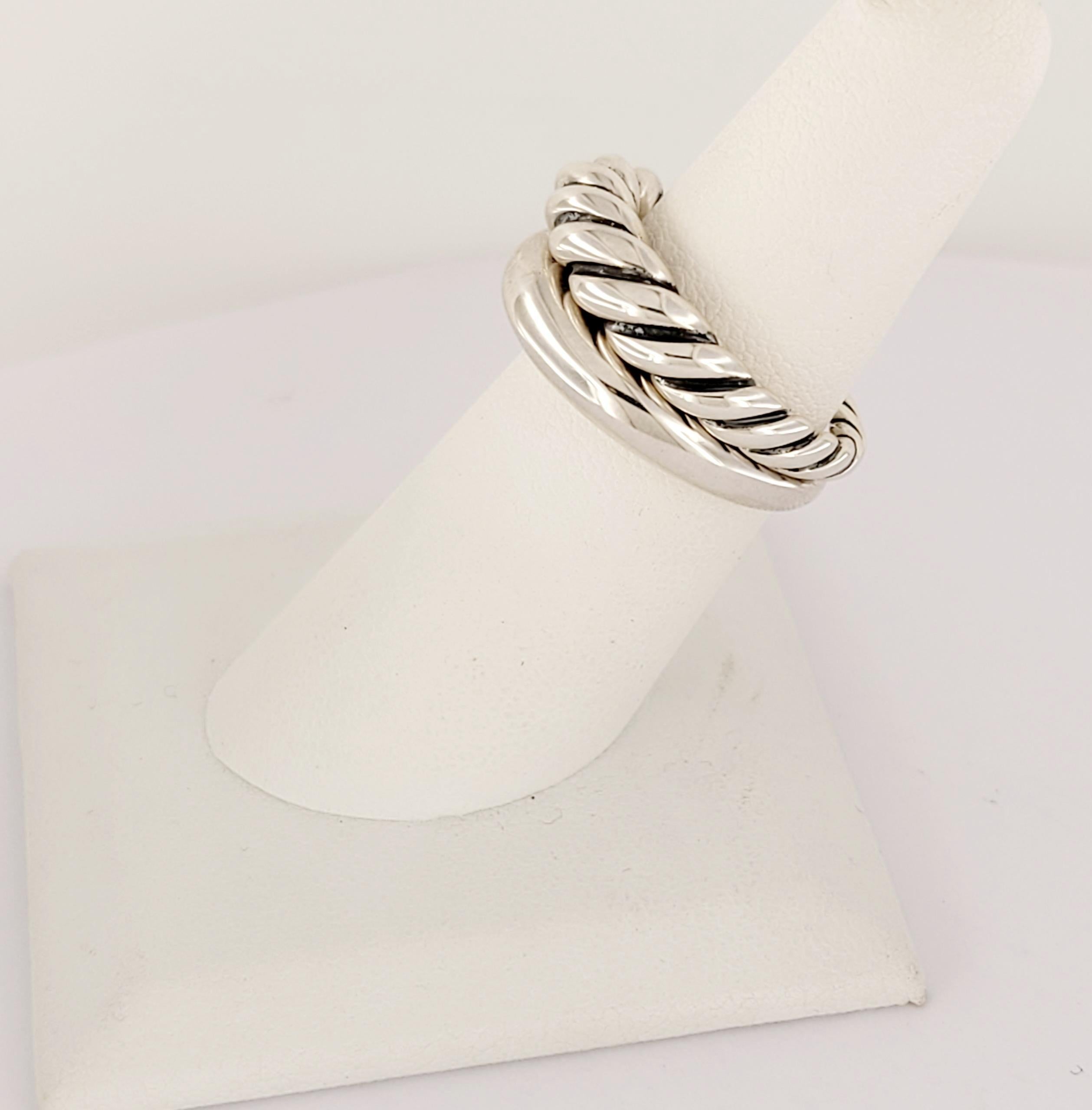 David Yurman Pure Form 2 Row  Anello impilabile in argento sterling misura 6,5 in vendita 1