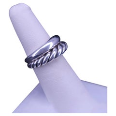 DAVID YURMAN Pure Form 2 Row Sterling Silver Stacking Ring Size 6