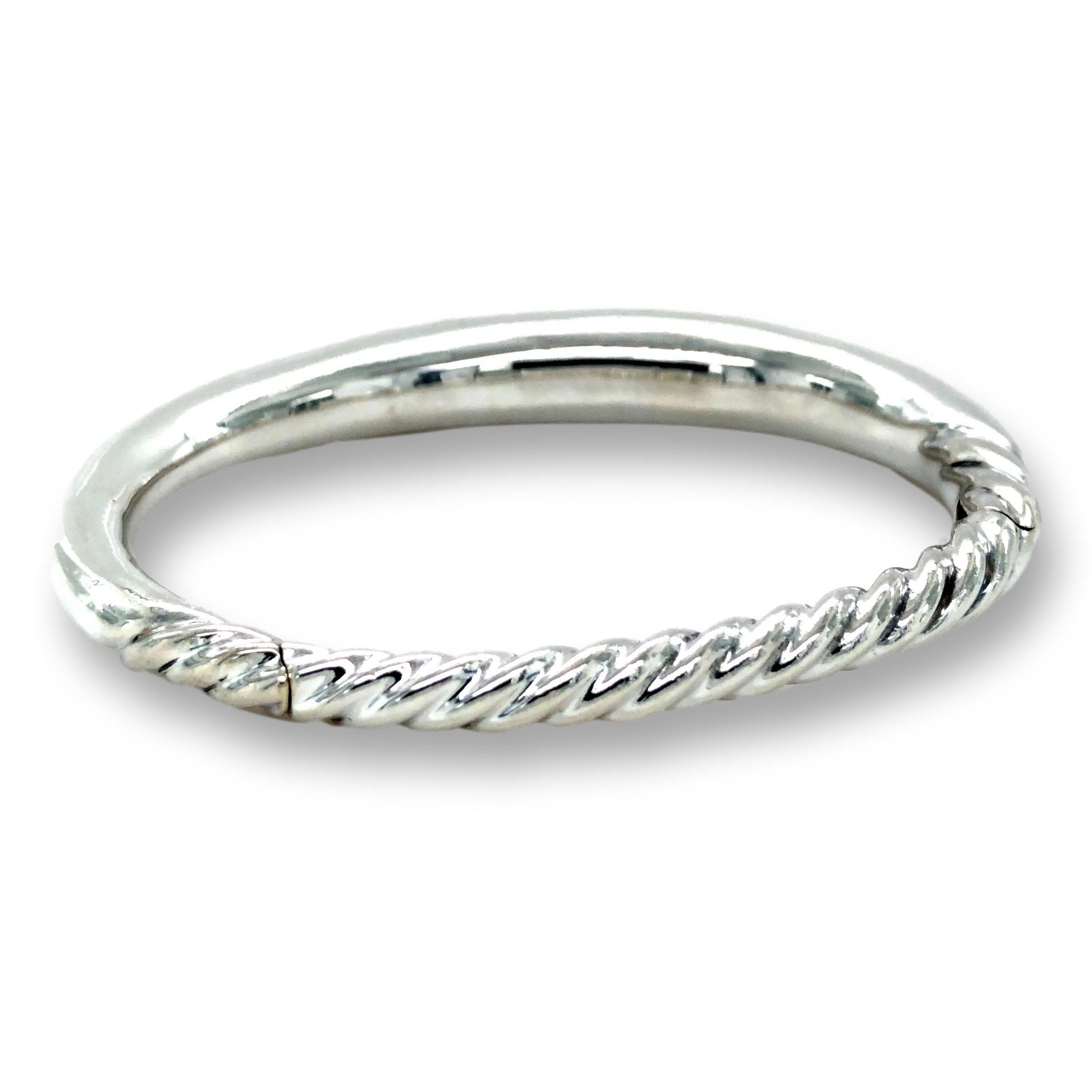 Modern David Yurman Pure Form Smooth Cable Bangle Bracelet, Medium
