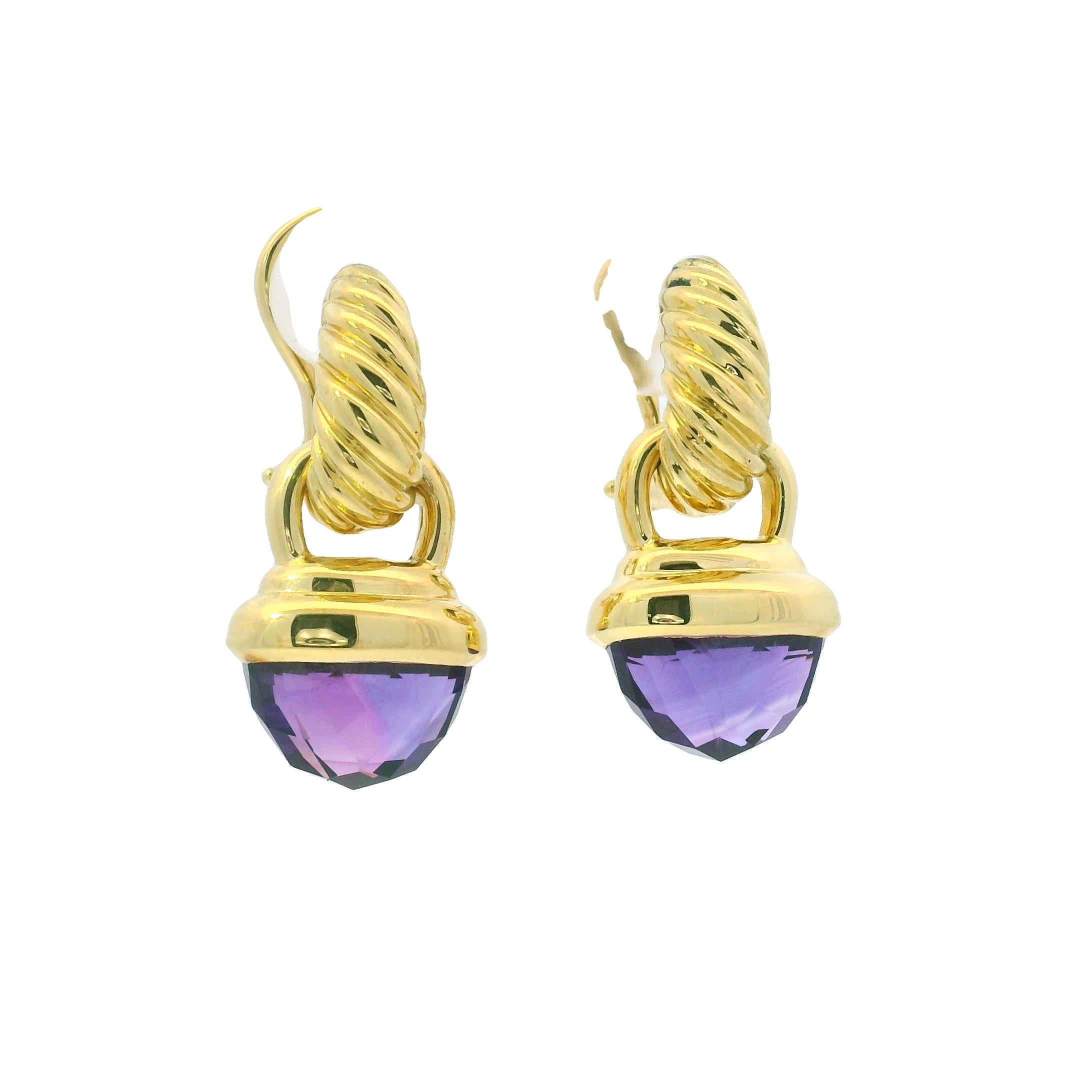 David Yurman Orecchini a goccia in ametista viola 18 carati In magazzino in vendita 4