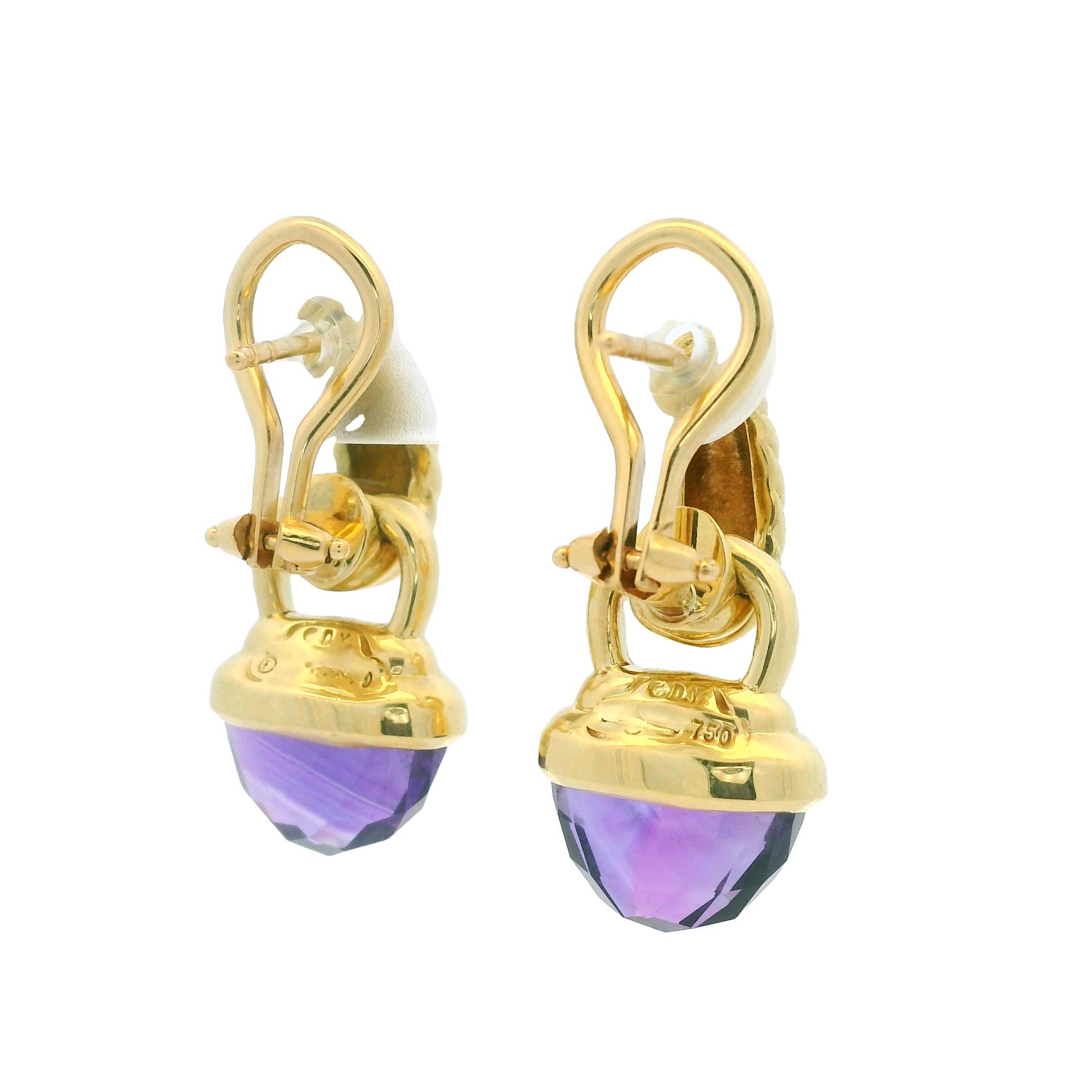 David Yurman Orecchini a goccia in ametista viola 18 carati In magazzino In condizioni ottime in vendita a Boca Raton, FL