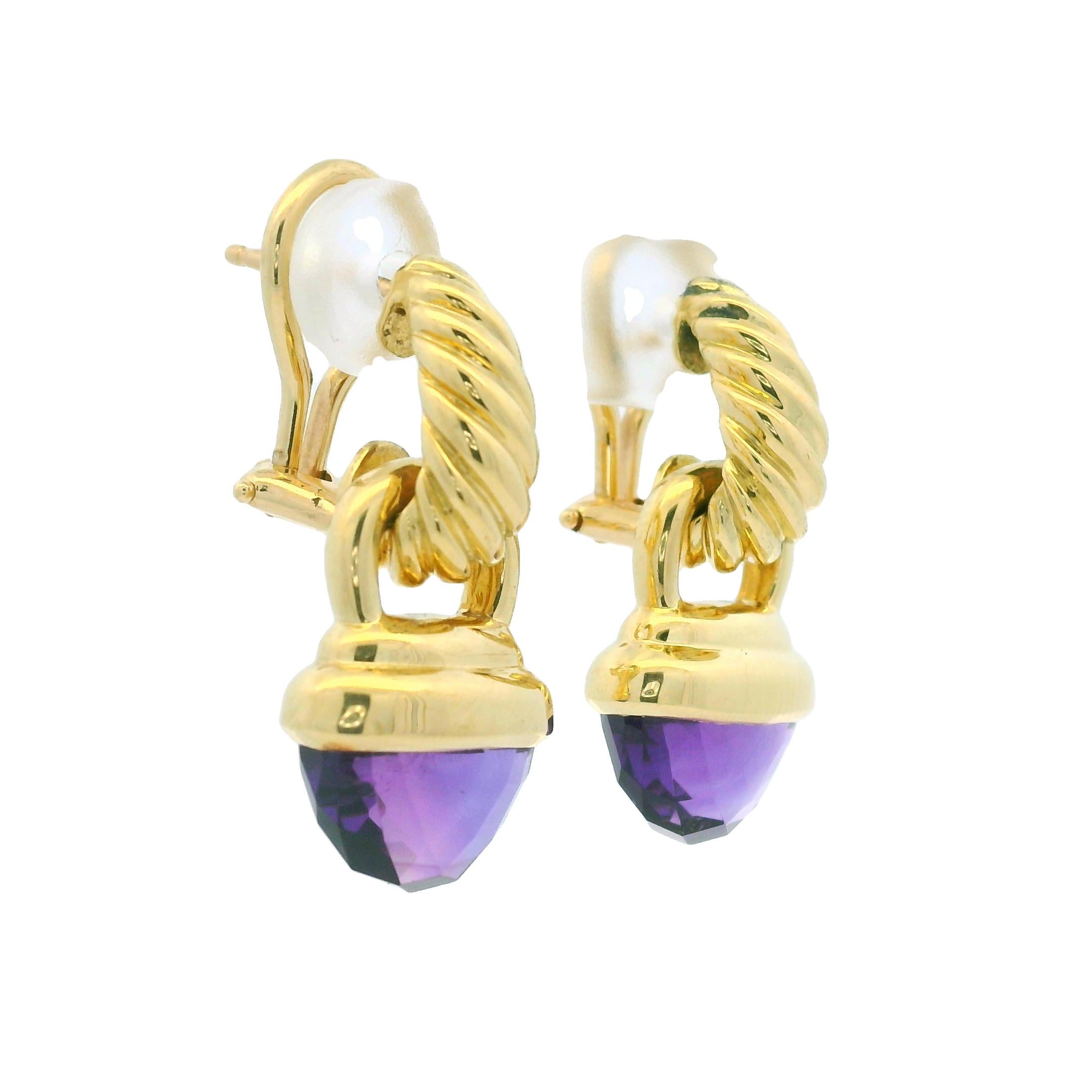 David Yurman Orecchini a goccia in ametista viola 18 carati In magazzino in vendita 1