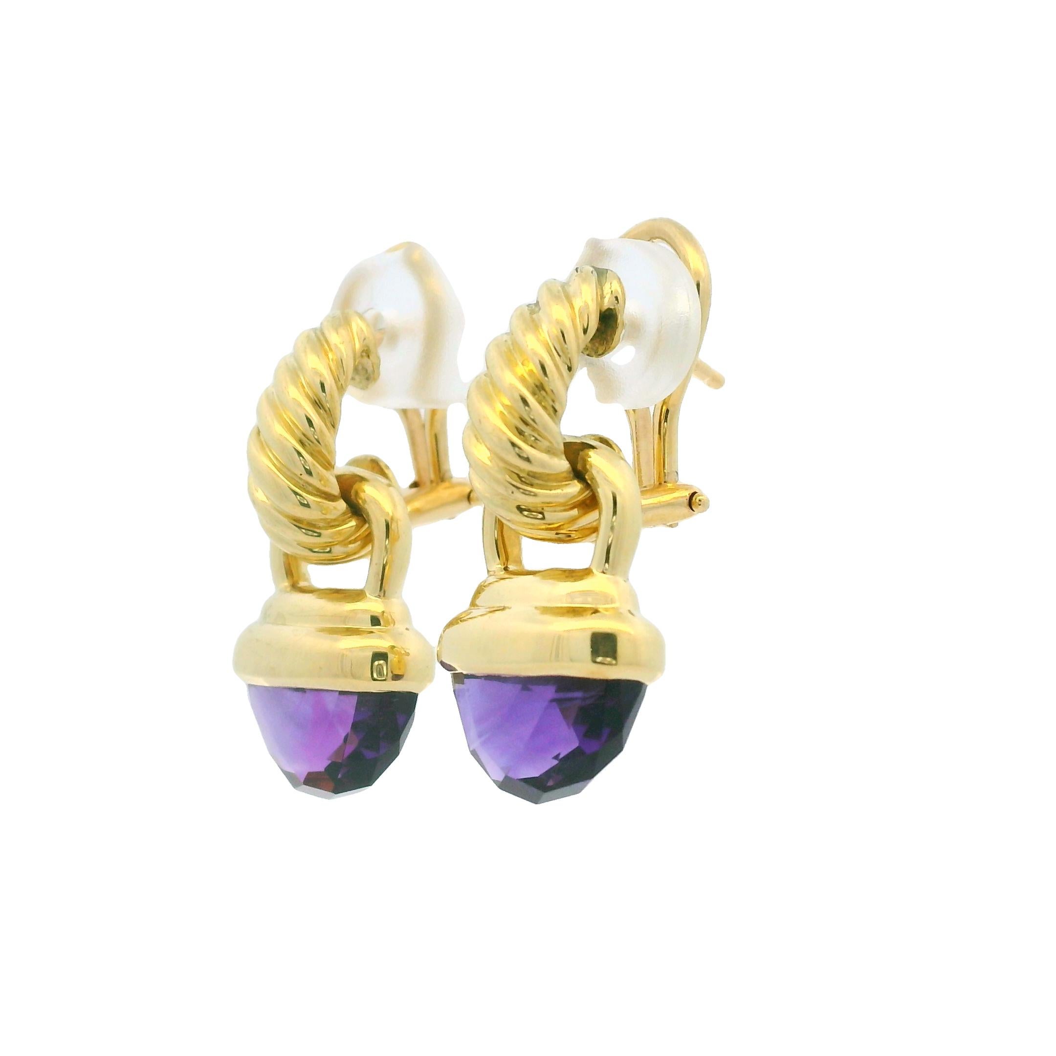 David Yurman Orecchini a goccia in ametista viola 18 carati In magazzino in vendita 2