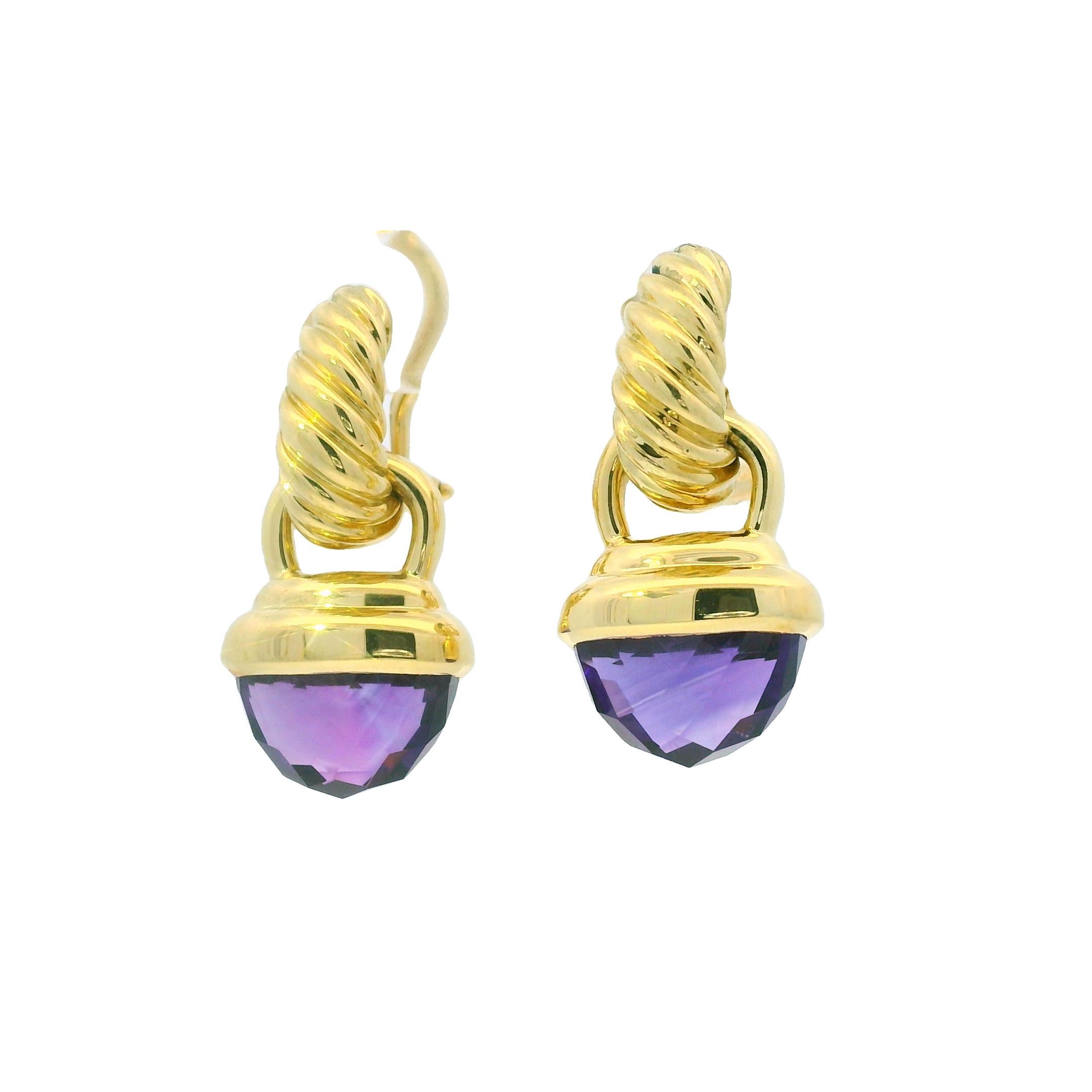 David Yurman Orecchini a goccia in ametista viola 18 carati In magazzino in vendita 3