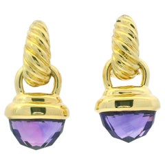 David Yurman Purple Amethyst 18-Karat Drop Earrings In Stock