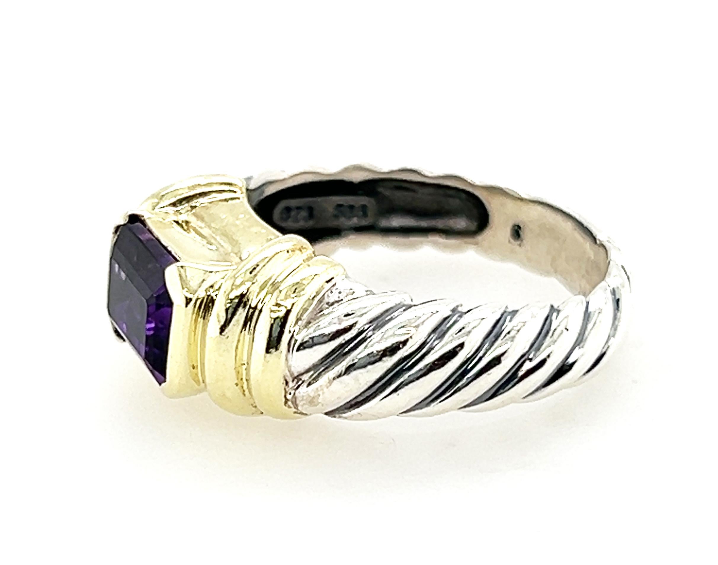 Women's David Yurman Purple Amethyst Noblesse Ring Sterling Silver 14K Size 7 Retired