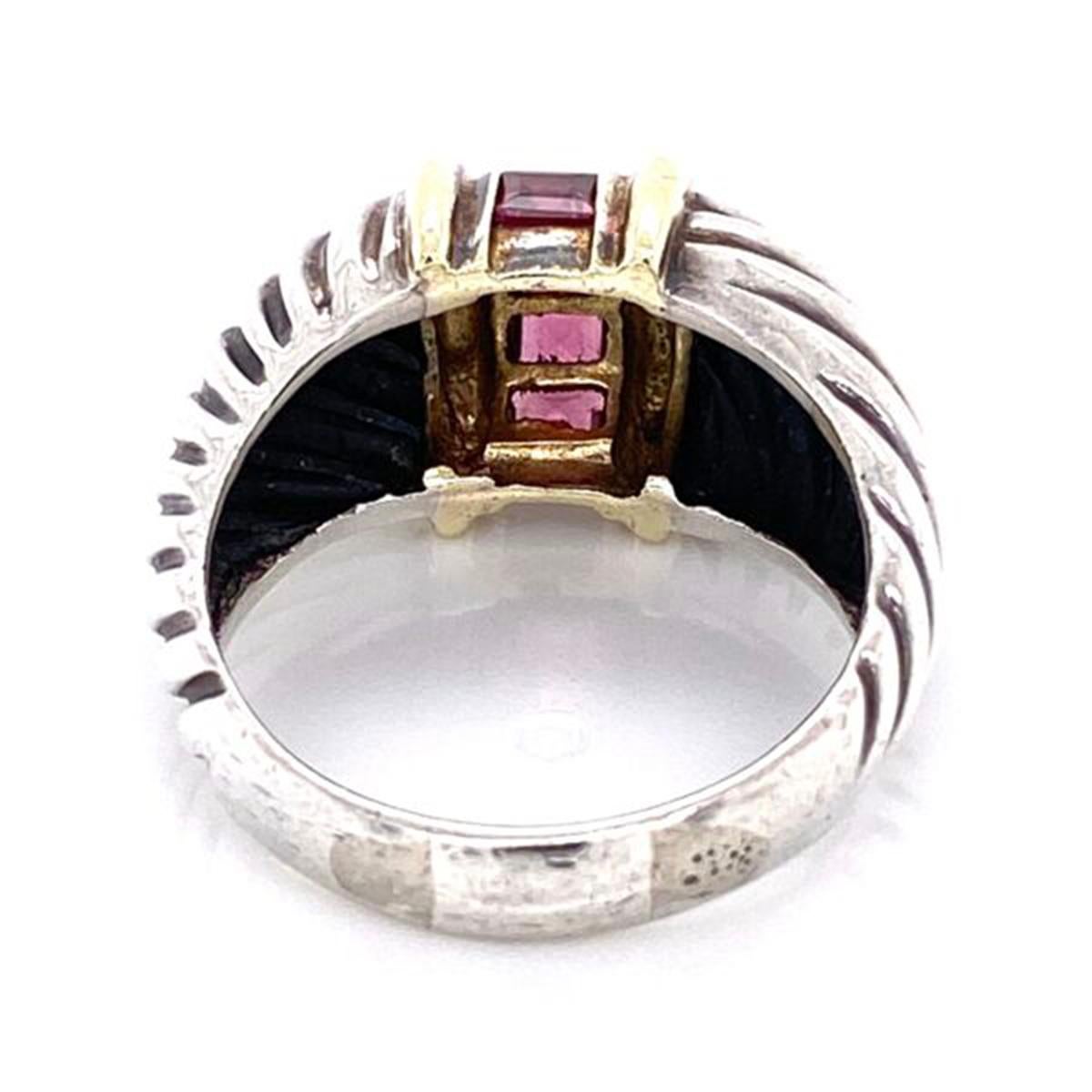 David Yurman Purple Garnet Gold and Sterling Ring Fine Estate Jewelry In Excellent Condition In Montreal, QC