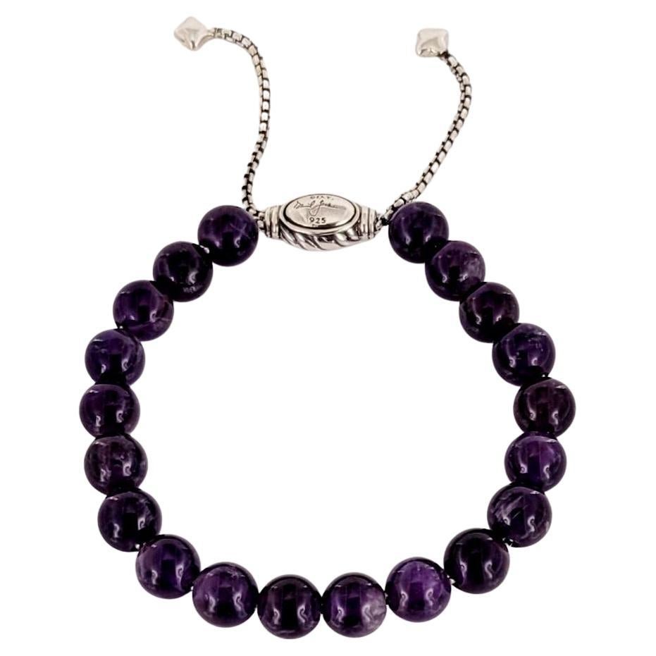 David Yurman Purple onyx Sterling Silver Spiritual bead bracelet 8mm For Sale