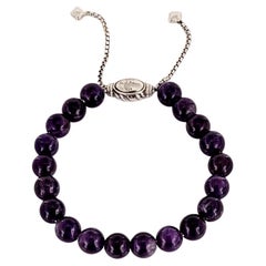 David Yurman, bracelet de perles spirituelles en argent sterling et onyx violet 8 mm