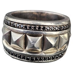 David Yurman Pyramiden Siegelring Band Schwarzer Diamant .45ct sz 11 1250