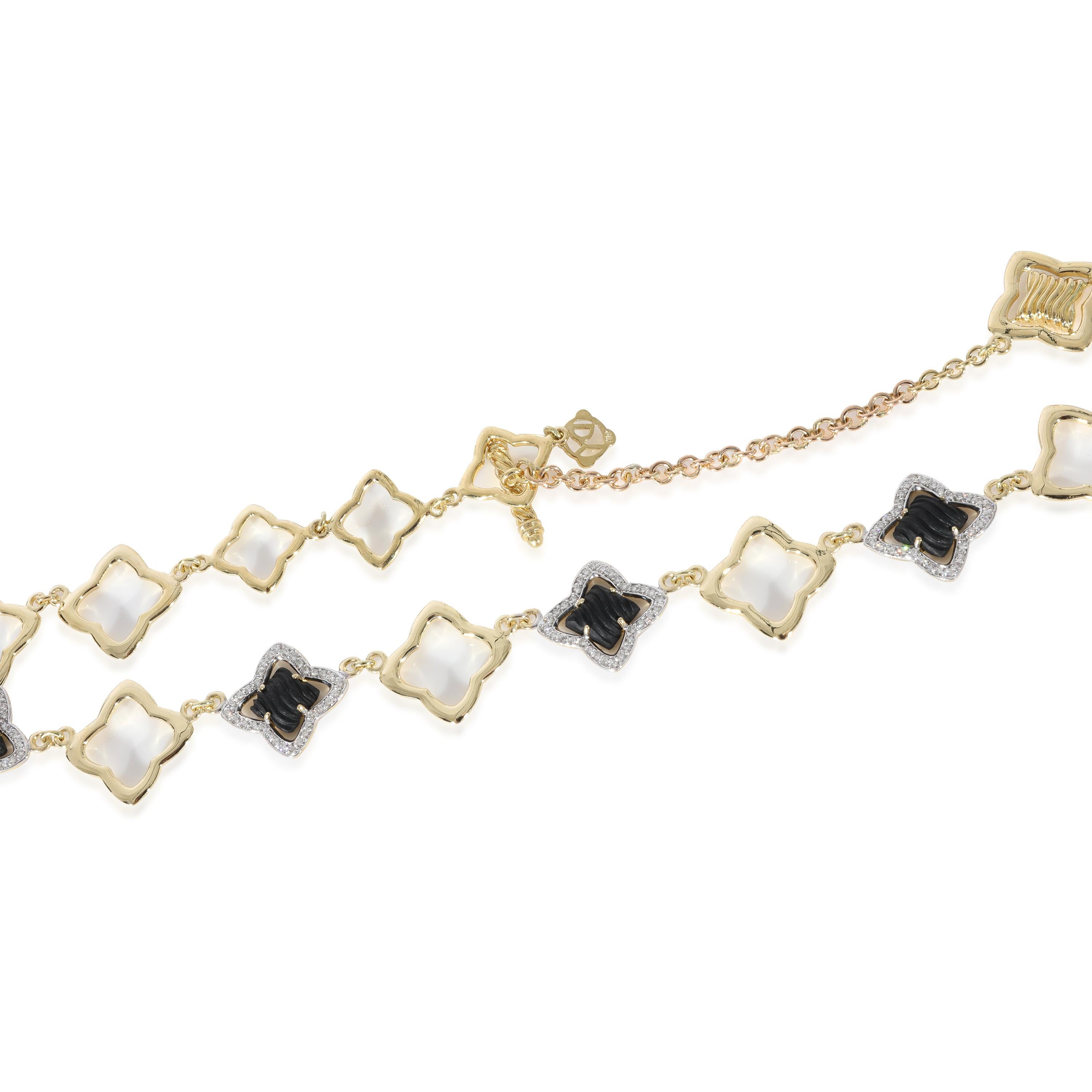 David Yurman Quadrofoil Onyx-Diamant-Halskette aus 18 Karat Gelbgold 1,75 Karat im Zustand „Hervorragend“ im Angebot in New York, NY