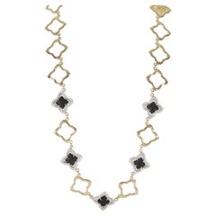 David Yurman Quadrofoil Onyx-Diamant-Halskette aus 18 Karat Gelbgold 1,75 Karat
