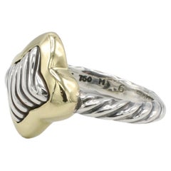 David Yurman Quaterfoil Sterling Silver & 18 Karat Yellow Gold Cable Dome Ring