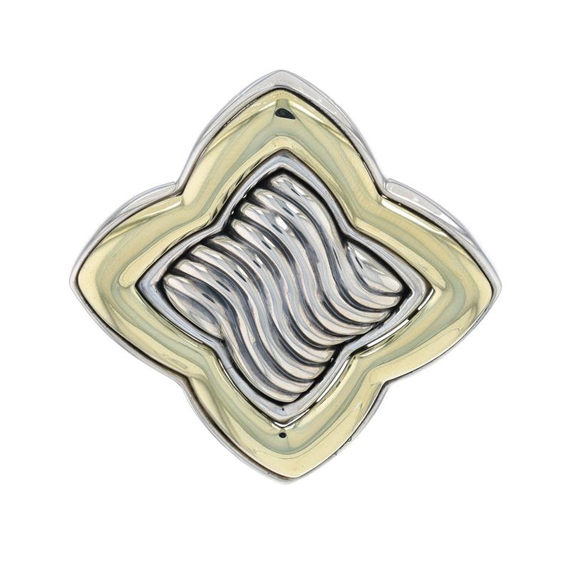 David Yurman Quatrefoil Brooch - Sterling Silver 925 & Yellow Gold 14k Pin For Sale 1