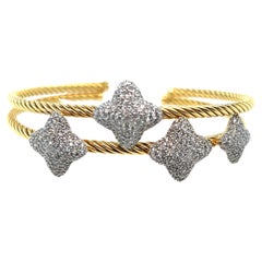 David Yurman Quatrefoil Collection Pair of Cuff Daimond Bracelets