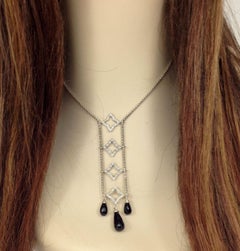 David Yurman Quatrefoil Diamond & Briolette Onyx Sterling Silver Drop Necklace