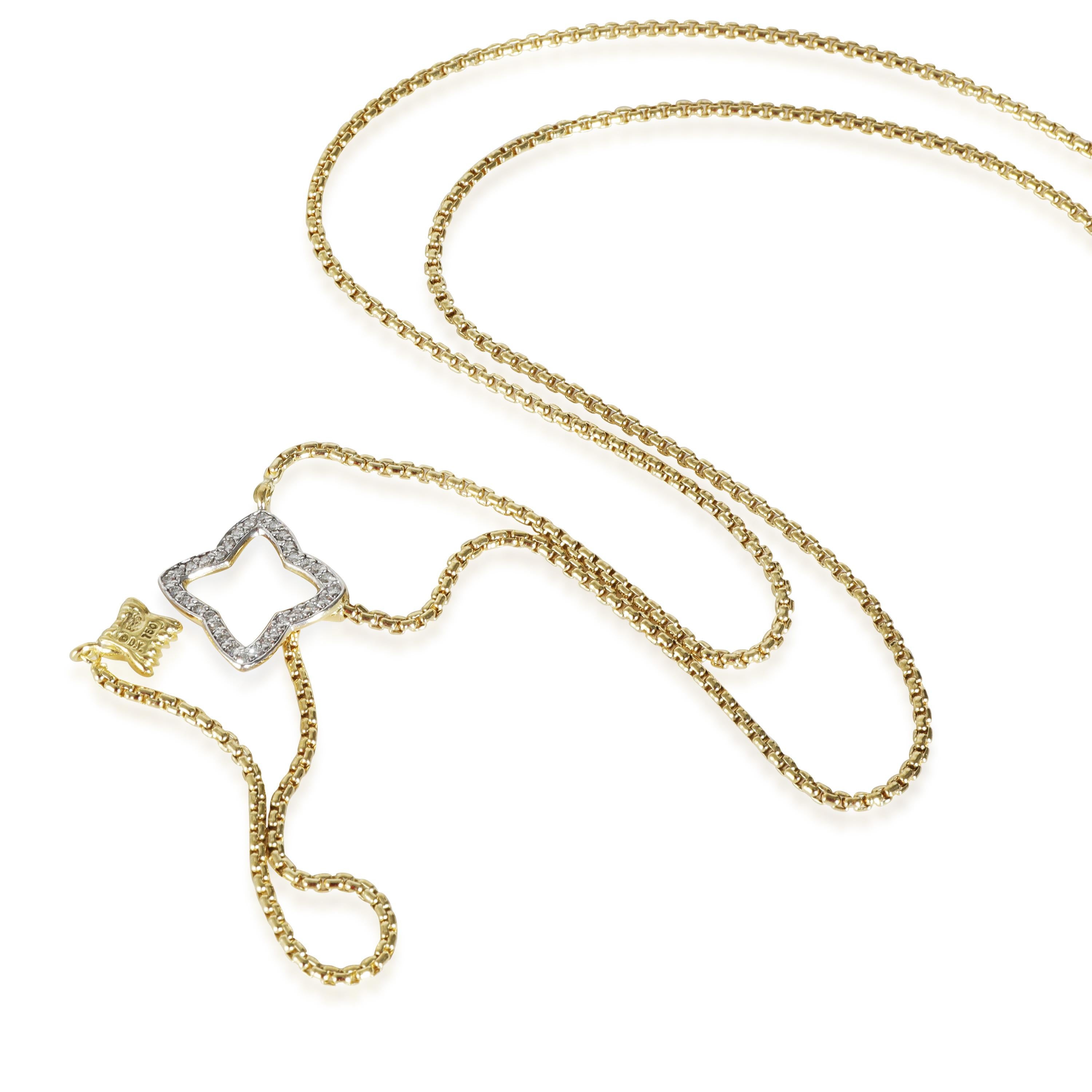 David Yurman - Collana Lariat con diamanti a forma di quadrifoglio in oro giallo 18 carati 0,25 CTW In condizioni ottime in vendita a New York, NY