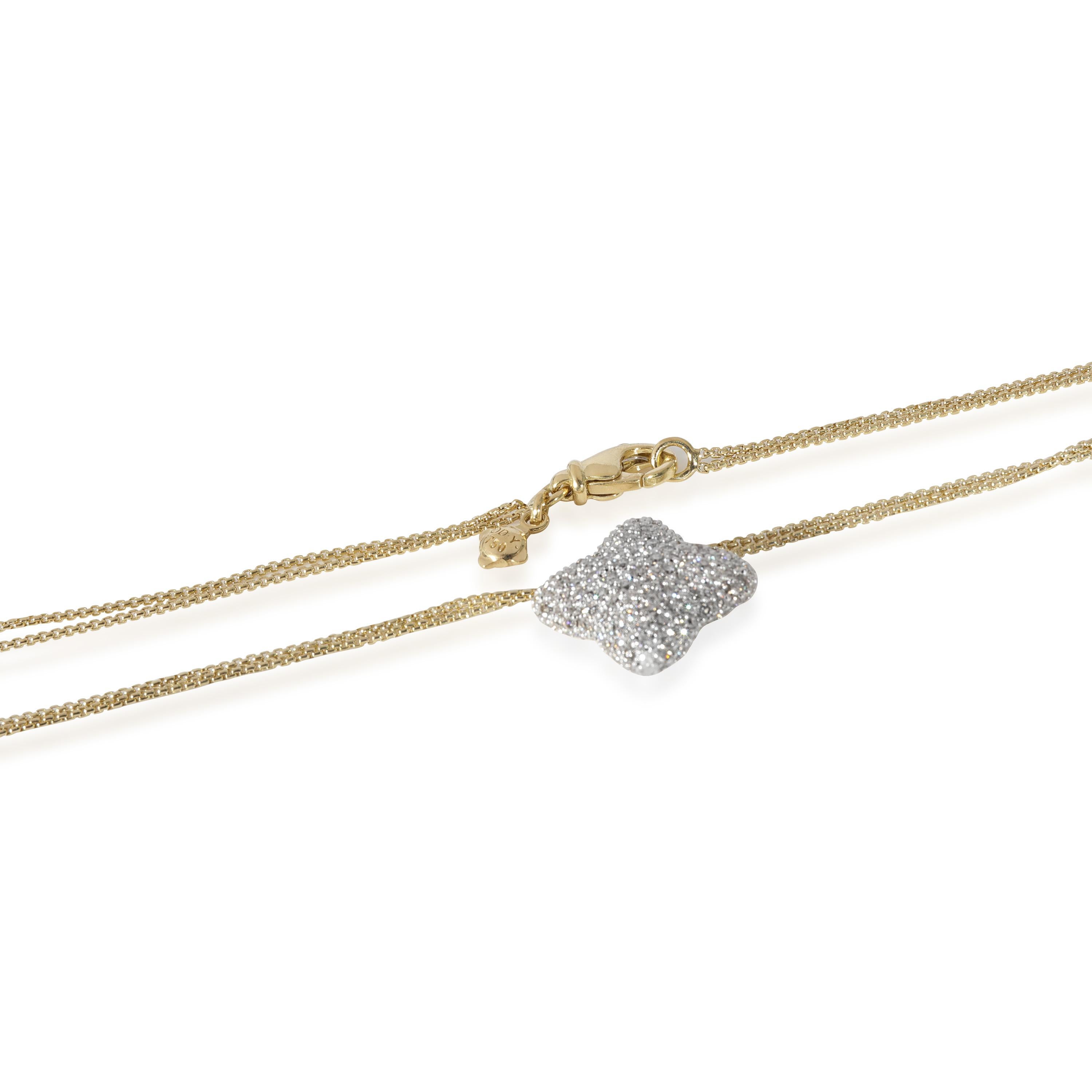 David Yurman Quatrefoil Diamond Pendant 18k White & Yellow Gold 1.00 CTW In Excellent Condition In New York, NY
