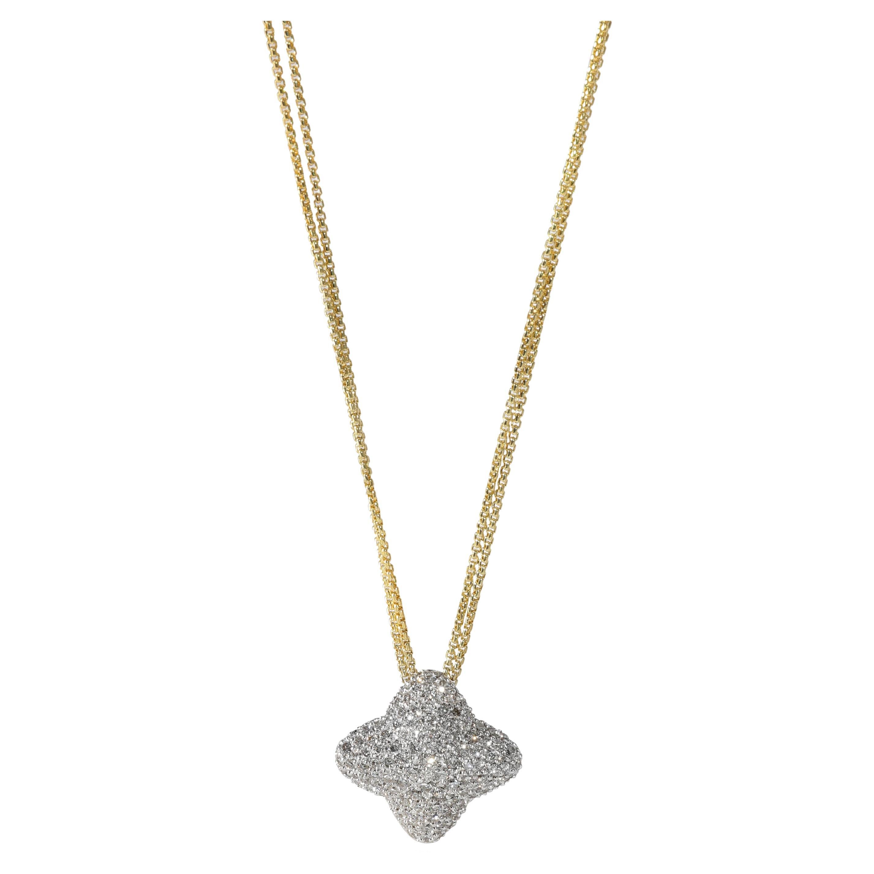 David Yurman Quatrefoil Diamond Pendant 18k White & Yellow Gold 1.00 CTW
