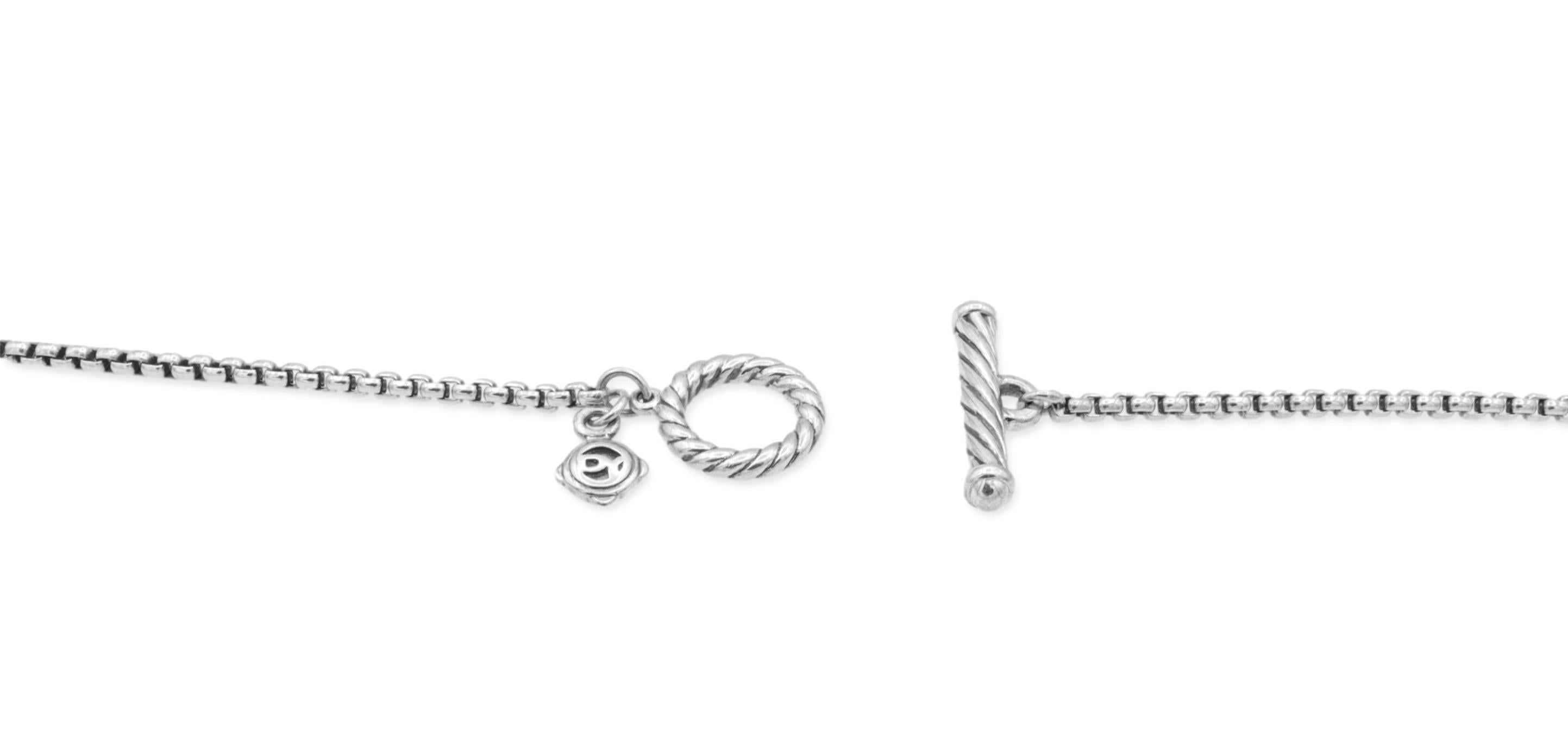 Modern David Yurman Quatrefoil Sterling Silver Multi Colored Stones Toggle Necklace 48