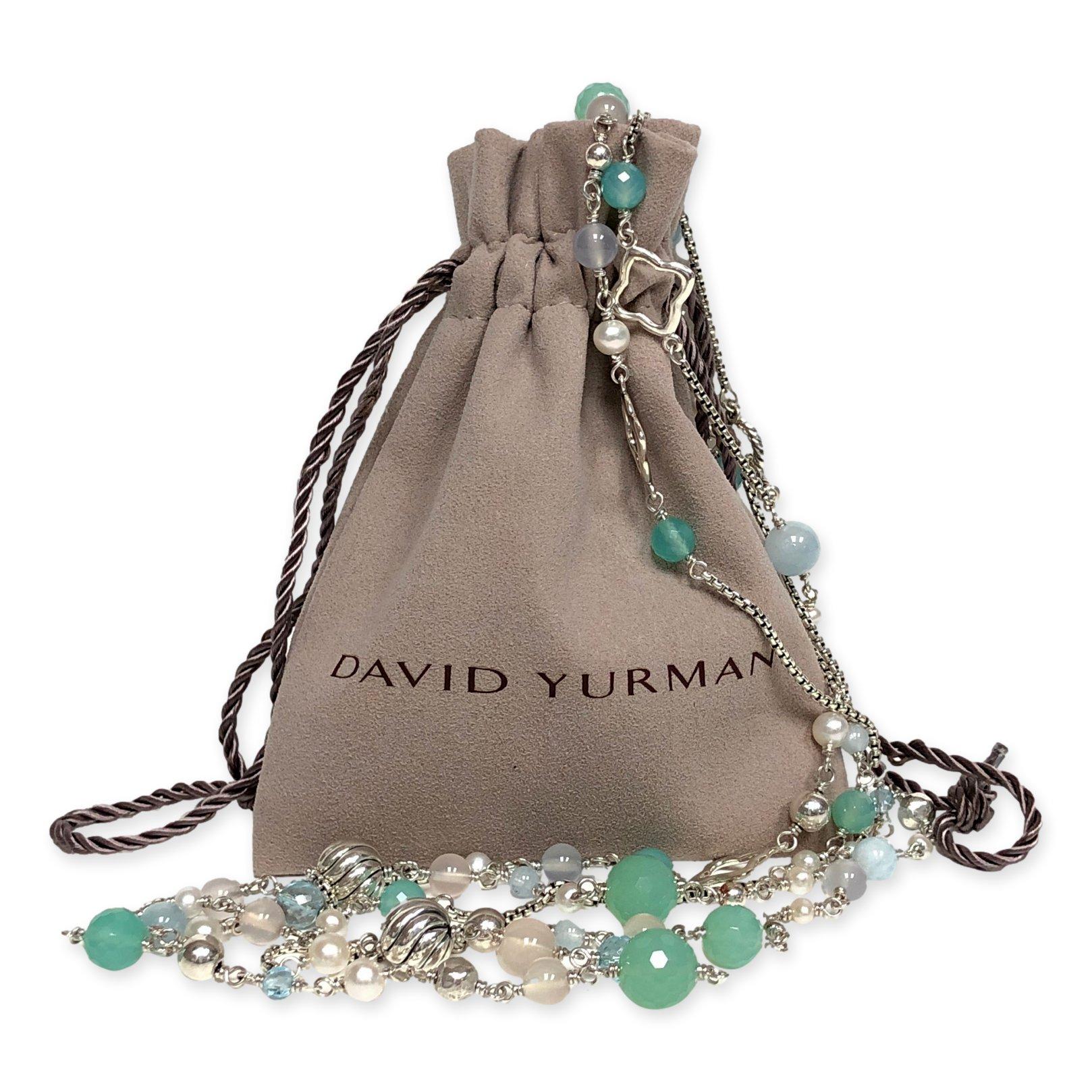 Women's David Yurman Quatrefoil Sterling Silver Multi Colored Stones Toggle Necklace 48