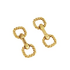 David Yurman Boutons de manchette câble rares en or jaune 18 carats