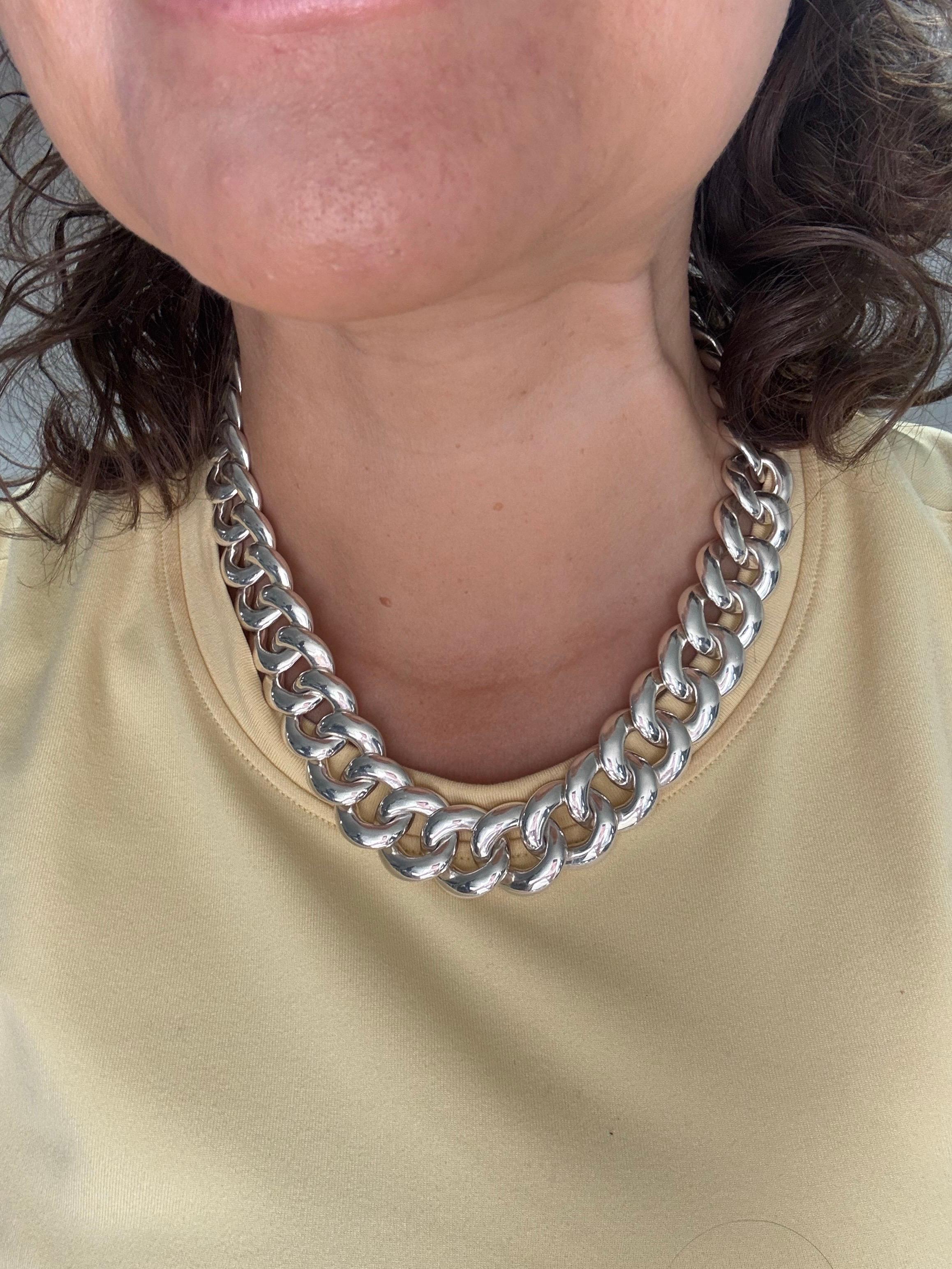 Taille brillant David Yurman rare collier cuban chaîne à maillons en argent 925 en vente