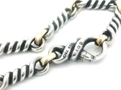 David Yurman Rare Silver & 18k Yellow Goldes Twisted Link Chain Bracelet