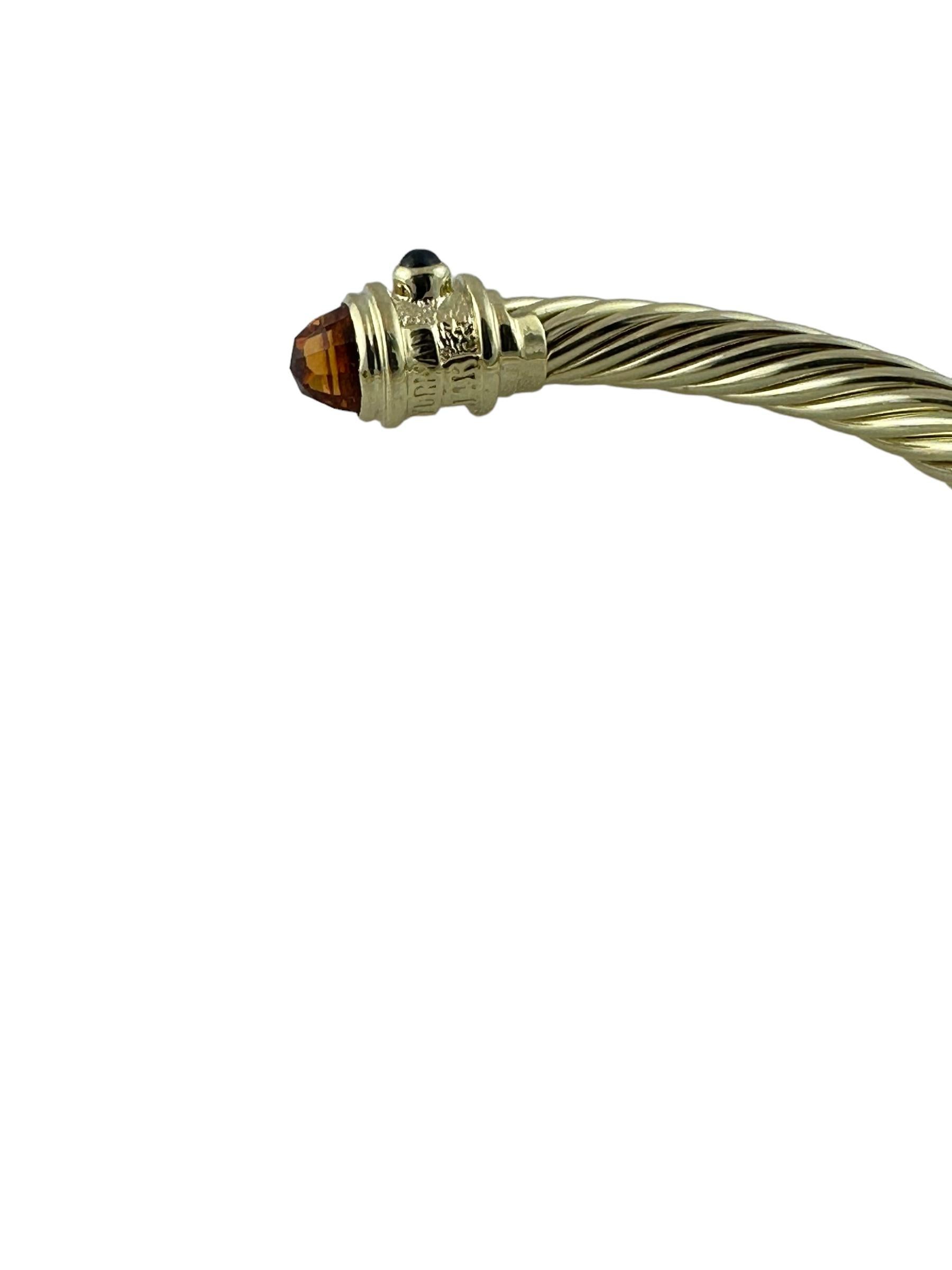 David Yurman Renaissance 14K Gelbgold Citrin Saphir Kabel Manschettenknopf Armband (Briolette) im Angebot