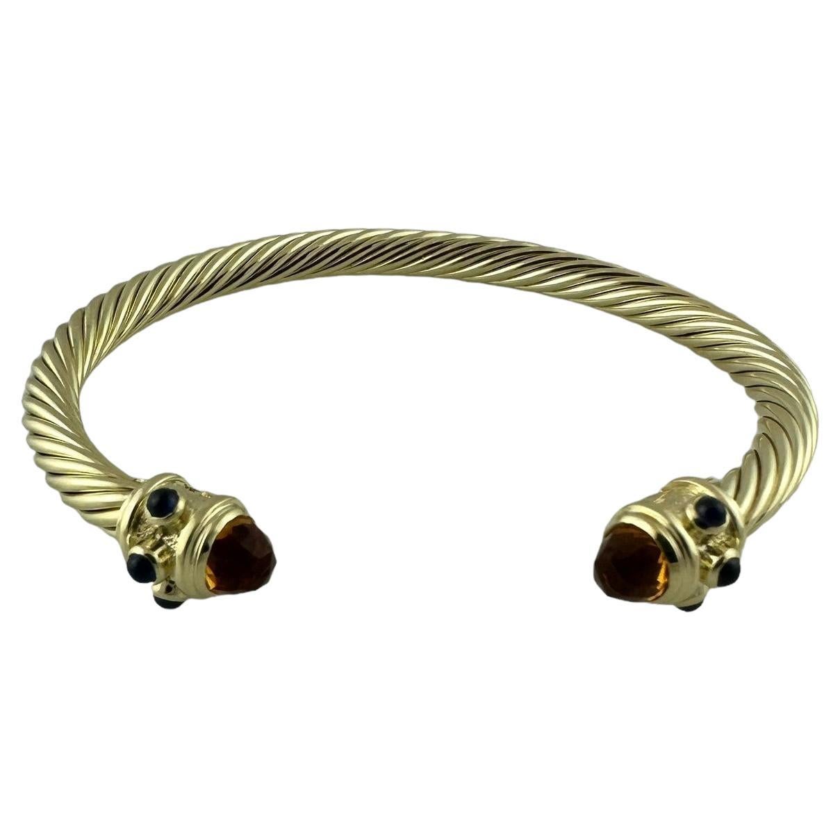 David Yurman Renaissance 14K Gelbgold Citrin Saphir Kabel Manschettenknopf Armband