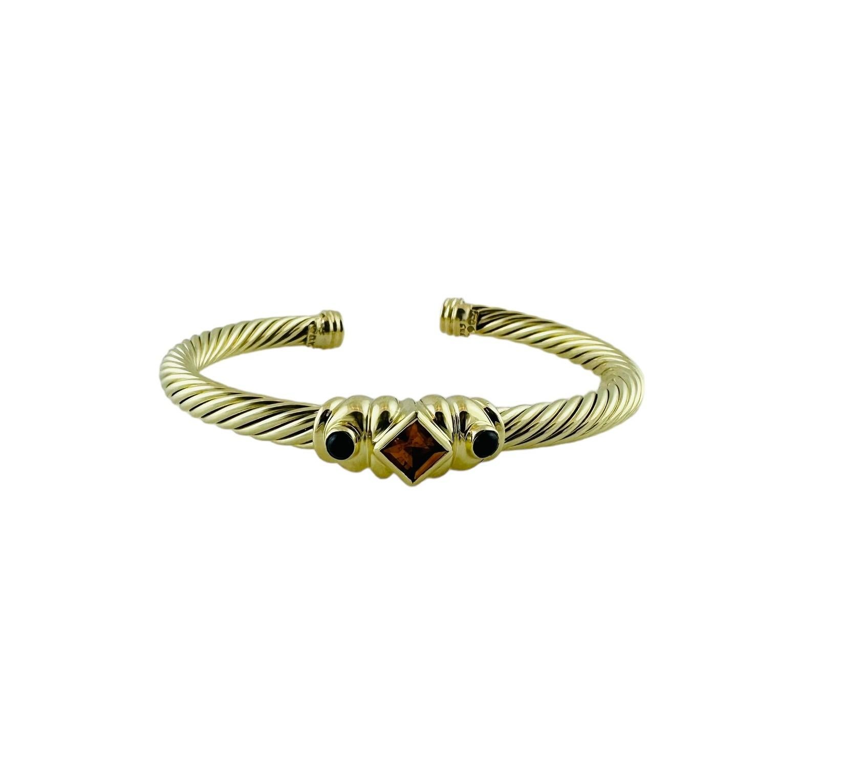 Square Cut David Yurman Renaissance 14K Yellow Gold Citrine Sapphire Cuff Cable Bracelet