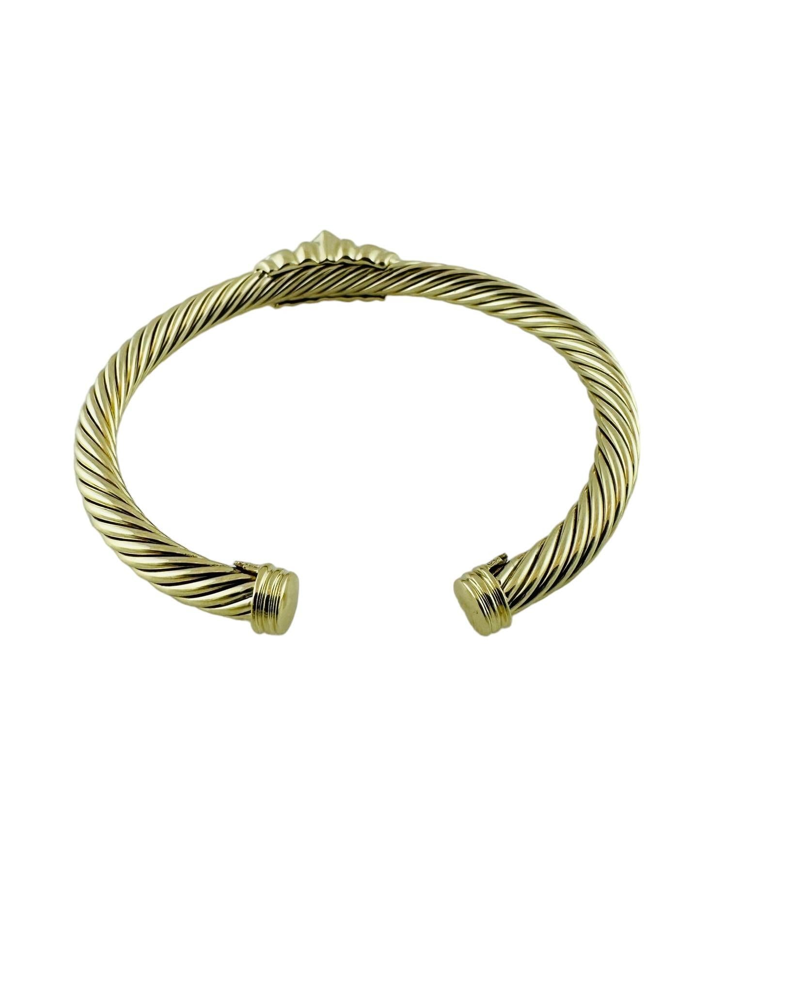 David Yurman Renaissance 14K Yellow Gold Citrine Sapphire Cuff Cable Bracelet In Good Condition In Washington Depot, CT